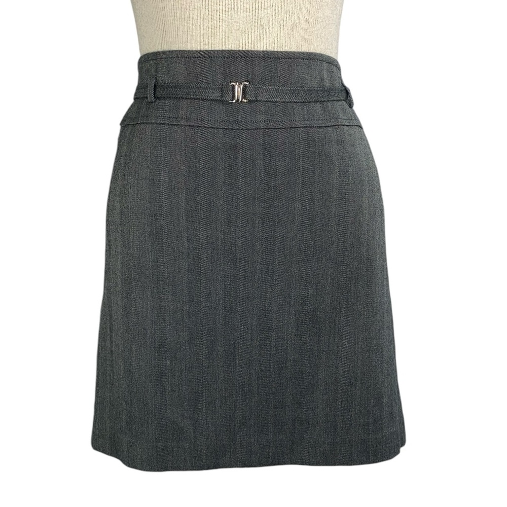 White House Black Market 6 Gray Short Belted, Pencil Skirt